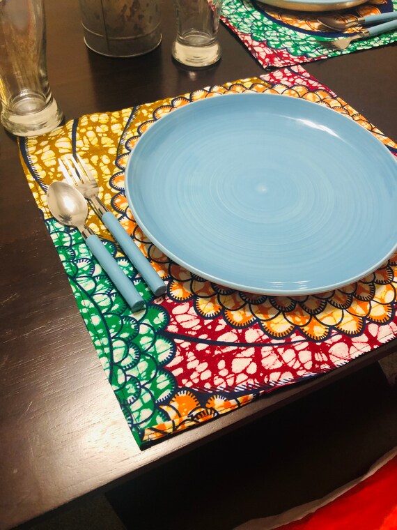 Handmade Kitenge Luyiga Placemats Unique Tableware Dining Table Decor African Placemats Table Accessories