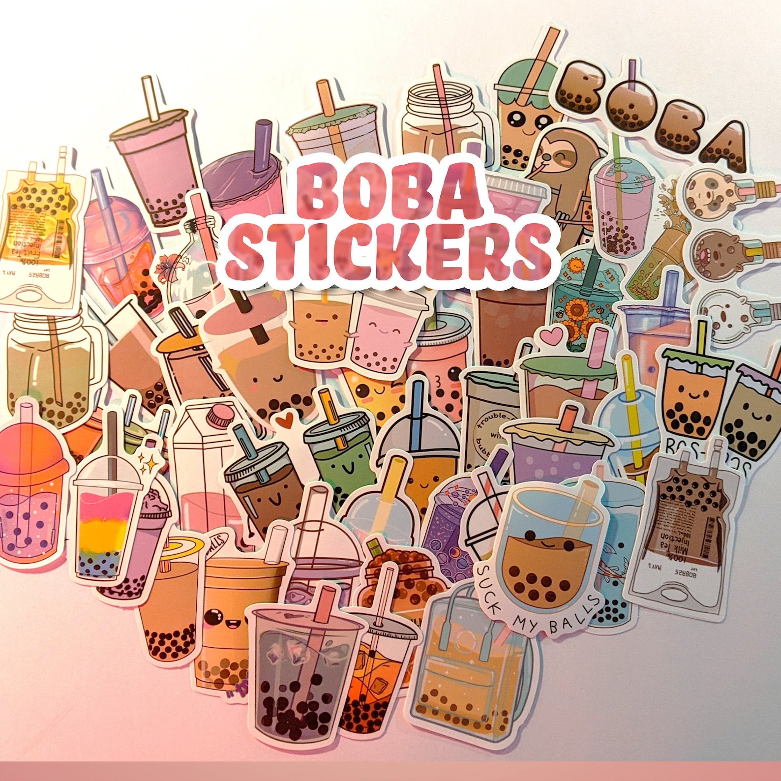 Boba Stickers Bubble Tea Sticker Cute Stickers Boba Etsy