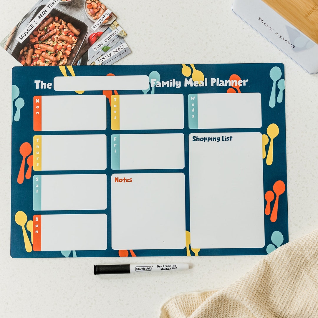 Wipeable Weekly Meal Planner original Print - Etsy