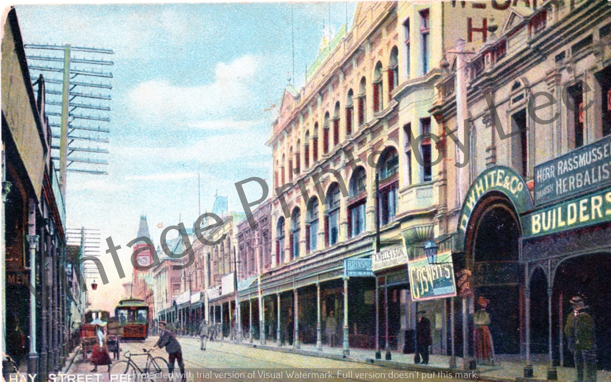 Hay Street Perth Australia Vintage Print Retro Wall Art Etsy