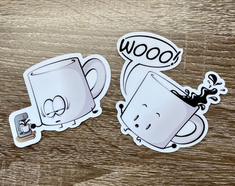 Coffee Lover Sticker Pack | Die Cut Stickers | Cute Water Bottle Sticker