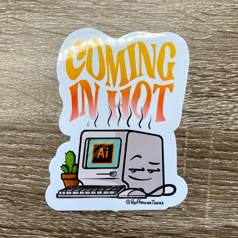 Retro Desktop Computer Sticker | Vintage Tech Vinyl Decal | Graphic ...