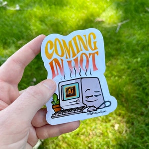 Retro Desktop Computer Sticker | Vintage Tech Vinyl Decal | Graphic Design Stickers | Funny Sticker