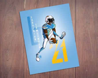 LaDainian Tomlinson San Diego Chargers Art Print | Modern Football Poster
