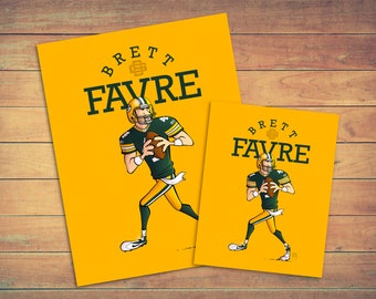 Brett Favre Green Bay Packers Art Print | Retro Football Poster