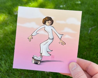Princess Leia Skater Girl Art Print | Star Wars Illustrated Poster
