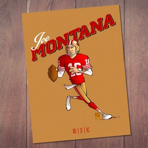 Joe Montana San Francisco 49ers Kunstdruck | Retro Fußball Poster
