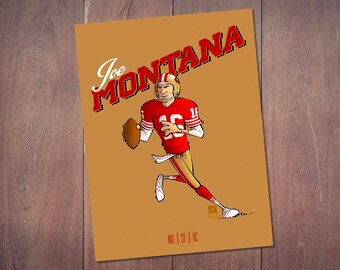 Joe Montana San Francisco 49ers Art Print | Retro Football Poster