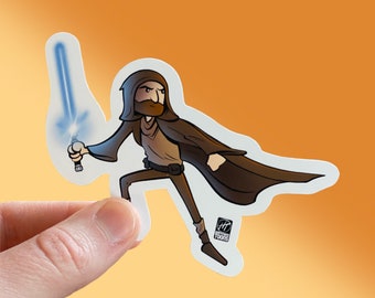 Obi Wan Kenobi Sticker | Star Wars Waterproof Vinyl Sticker | Retro Sticker | Comic Sticker | 80s Laptop Stickers