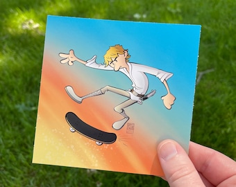 Luke Skywalker Skateboard Art Print | Star Wars Illustrated Poster