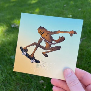 Impresión del arte del patinador de Chewbacca / cartel ilustrado de Star Wars