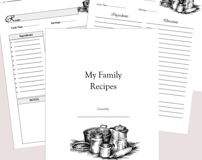 Farmhouse Recipe pages - 8.5 x 11 download and print