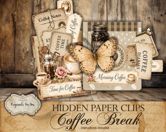 Hidden Paperclips Kit- COFFEE BREAK- OriginalsForYou- Printable Digital Download