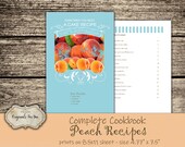 JUST PEACHY - printable cookbook with peach recipes. Digital Download, Printable Cookbook