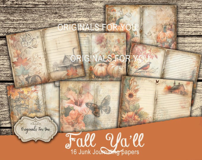 FALL Ya'll - Junk Journal papers - beautiful landscapes, pumpkins and fall things!