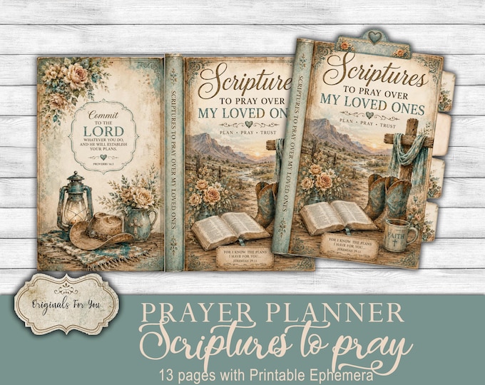CHRISTIAN Biblical Prayer NO-SEW Journal Kit, Vintage, Scriptures to Pray Over My Loved Ones