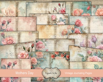SHABBY CHIC VINTAGE Mother's Day Junk Journal pages, Collage Sheet, Digital Download, Printable