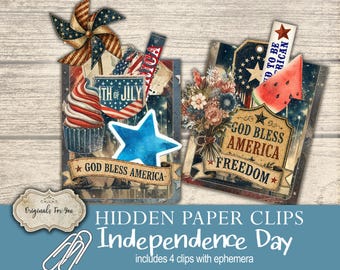 Hidden Paperclips Kit- The 4th of July- INDEPENDENCE DAY-OriginalsForYou- Printable Digital Download