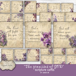 "Biblische ""Die Versprechen Gottes"" - druckbare Bibelverskarten, Collage Sheet, digitaler Download, druckbare Karten."