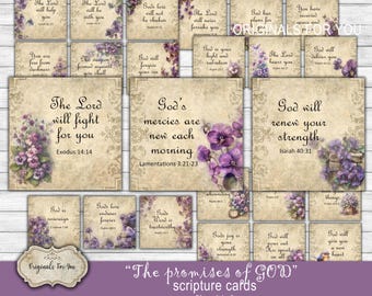 Biblical "The promises of GOD" - Printable Bible Verse cards, Collage Sheet, Digital Download, Printable Cards