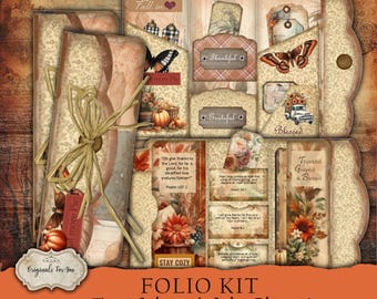 Junk Journal Folio Thanksgiving Junk Journal Folio Kit:  - THANKFUL, GRATEFUL & BLESSED - Thanksgiving Gratitude (Digital Download)