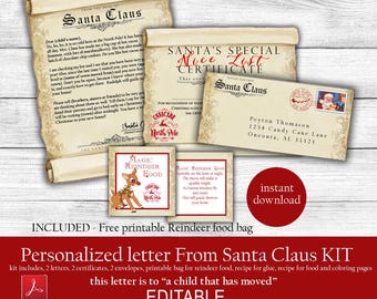 PERSONALIZED Letter from Santa, Nice List Certificate, Christmas Santa Letter, Editable Santa Letter, Instant, UNLIMITED DOWNLOAD