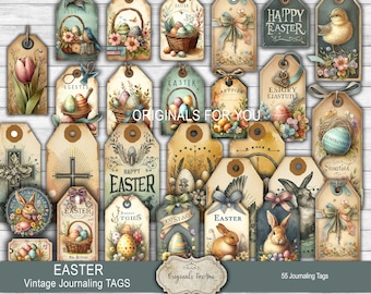 EASTER Junk journal Vintage Tags, Shabby, Printable, Digital Download