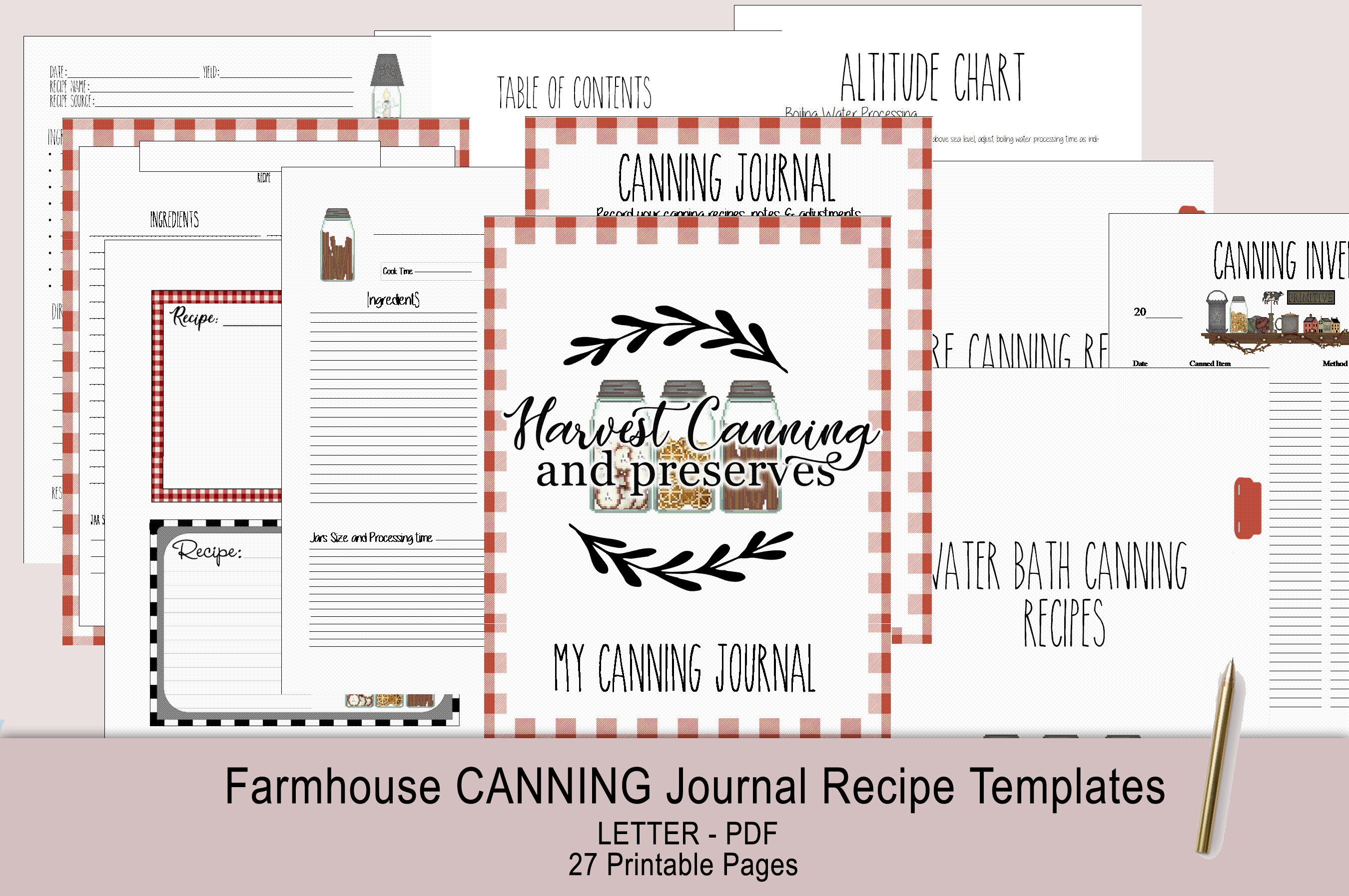 Farmhouse CANNING Journal Recipe Template Download. 8.5 X 11 Etsy