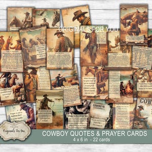 Citations de cow-boy et cartes de prière pour hommes, cartes bibliques imprimables chrétiennes équestres, aquarelle, téléchargement numérique, cartes de prière