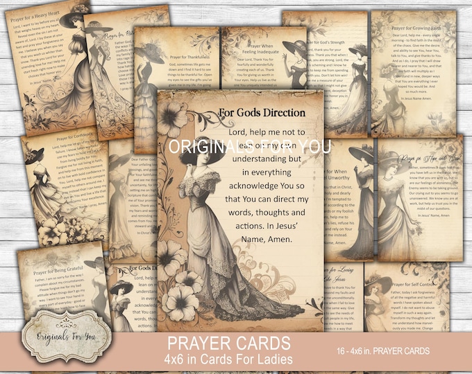 Vintage Antique PRAYER CARDS for ladies, Shabby Chic Christian Ephemera (Digital Download)