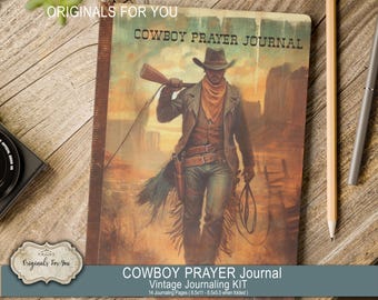 COWBOY PRAYER JOURNAL for Men, Equestrian Christian Printable journal, Watercolor, Digital Download