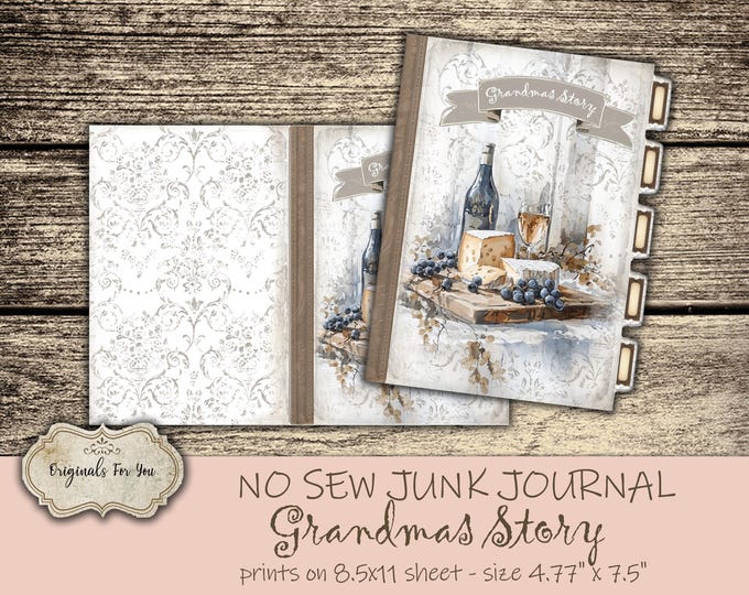 NO SEW KIT- Grandmas Story- Junk Journal- Printable Personal Planner, Planner, Daily Journal Planner, Personal Organizer, Personal Notebook