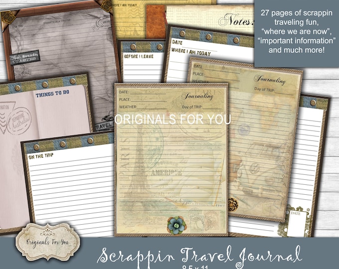 Travel Scrapbook 8.5 x 11 Download and print and put into a notebook and take with you on your travels