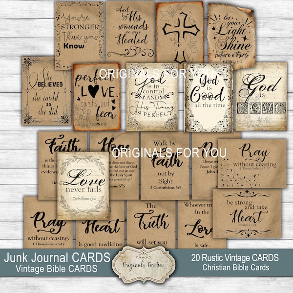 Christian Printable Bible Verses for Junk Journal, Junk Journal Words Collage Sheet, Digital Download, Printable Bible Verses Prayer Cards