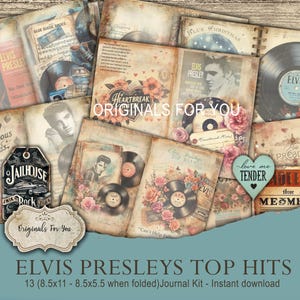 ELVIS PRESLEY Junk Journal Ephemera, minable, Elvis, vintage, imprimable, téléchargement numérique