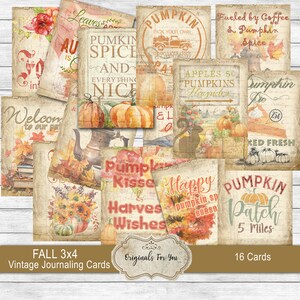 Bellissime carte vintage, autunnali 3x4, diario, creazione ed effimeri per il tuo scrapbooking, diario spazzatura e progetti artistici.
