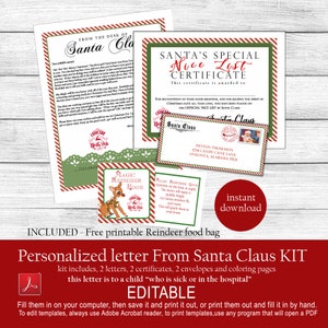 Carta PERSONALIZADA do Papai Noel, Certificado de Lista Bonita, Carta de Papai Noel de Natal, Carta de Papai Noel Editável, Instantâneo, DOWNLOAD ILIMITADO