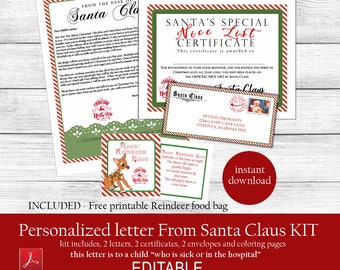 PERSONALIZED Letter from Santa, Nice List Certificate, Christmas Santa Letter, Editable Santa Letter, Instant, UNLIMITED DOWNLOAD