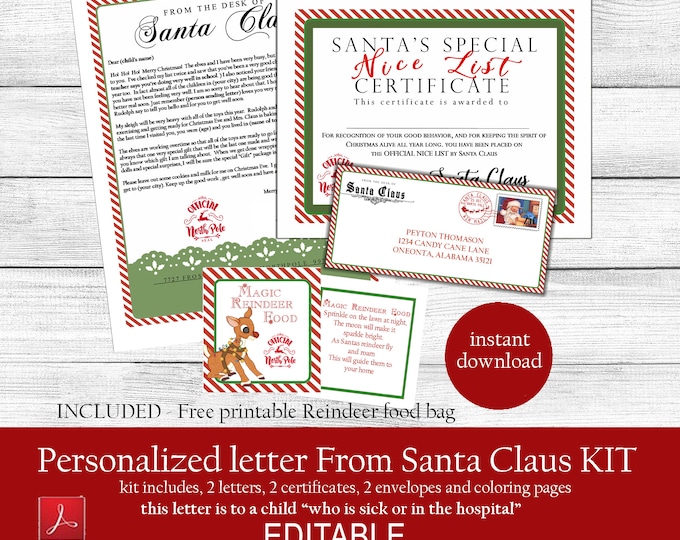 PERSONALIZED Letter from Santa, Nice List Certificate, Christmas Santa Letter, Editable Santa Letter, Instant, UNLIMITED DOWNLOAD