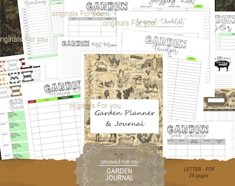 Planificador de jardines imprimible, Planificador de jardines, Planificador de diarios de jardines, Planificador de plantas, Organizador de jardines, Regalo de jardín, Cuaderno de jardín