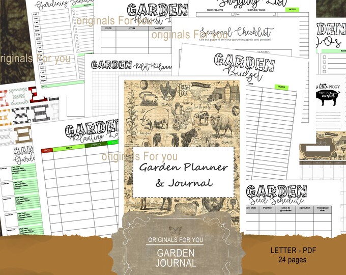 Printable Garden Planner, Garden Planner, Garden Journal Planner, Plant Planner, Garden Organizer, Garden Gift, Garden Notebook