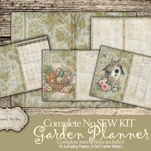 Op de afbeelding: Een complete naaiset voor een tuinplanner. De set bevat 15 journaliseringspatronen, elk 8,5 bij 5,5 inch gevouwen. De set bevat ook complete instructies.