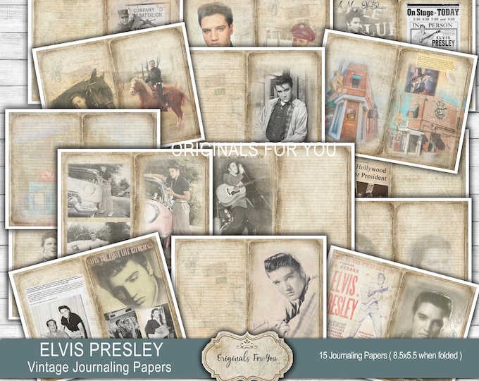 ELVIS PRESLEY Junk Journal Papers, Shabby, Elvis, Vintage, Printable, Digital Download