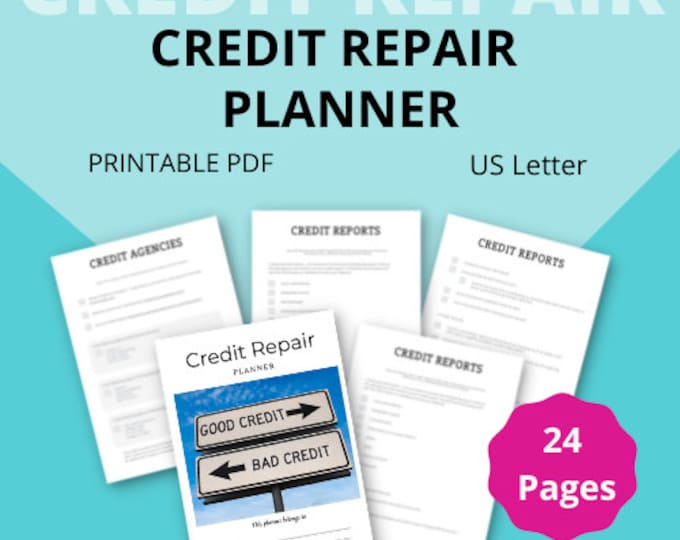 Credit Repair Planner | 24 Pages #creditrepair,#creditfix
