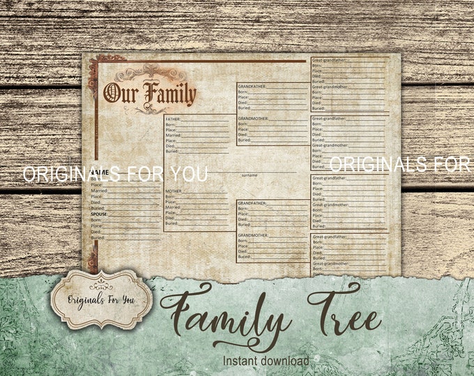 Family Tree Download and print - Easily create your family tree with our downloadable prints