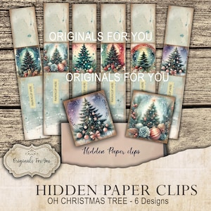 Oh Christmas Tree - VERSTECKTE PAPERklammern - für Junk Journals, Papiere und Bücher, für Buchmarker oder Tabs zu verwenden