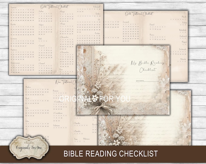 BIBLE READING Checklist - Shabby Pink Bible reading checklist with bookmarkers