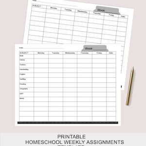 Home school printable assignment sheet - 8.5 x 11
