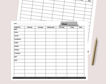 Home school printable assignment sheet - 8.5 x 11