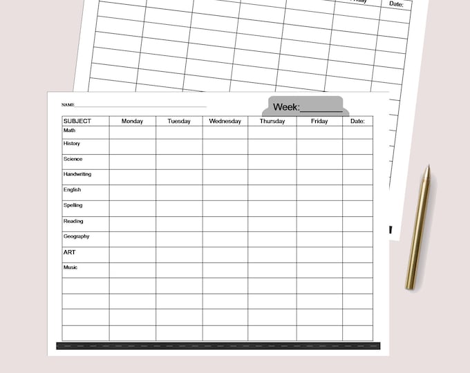 Home school printable assignment sheet - 8.5 x 11